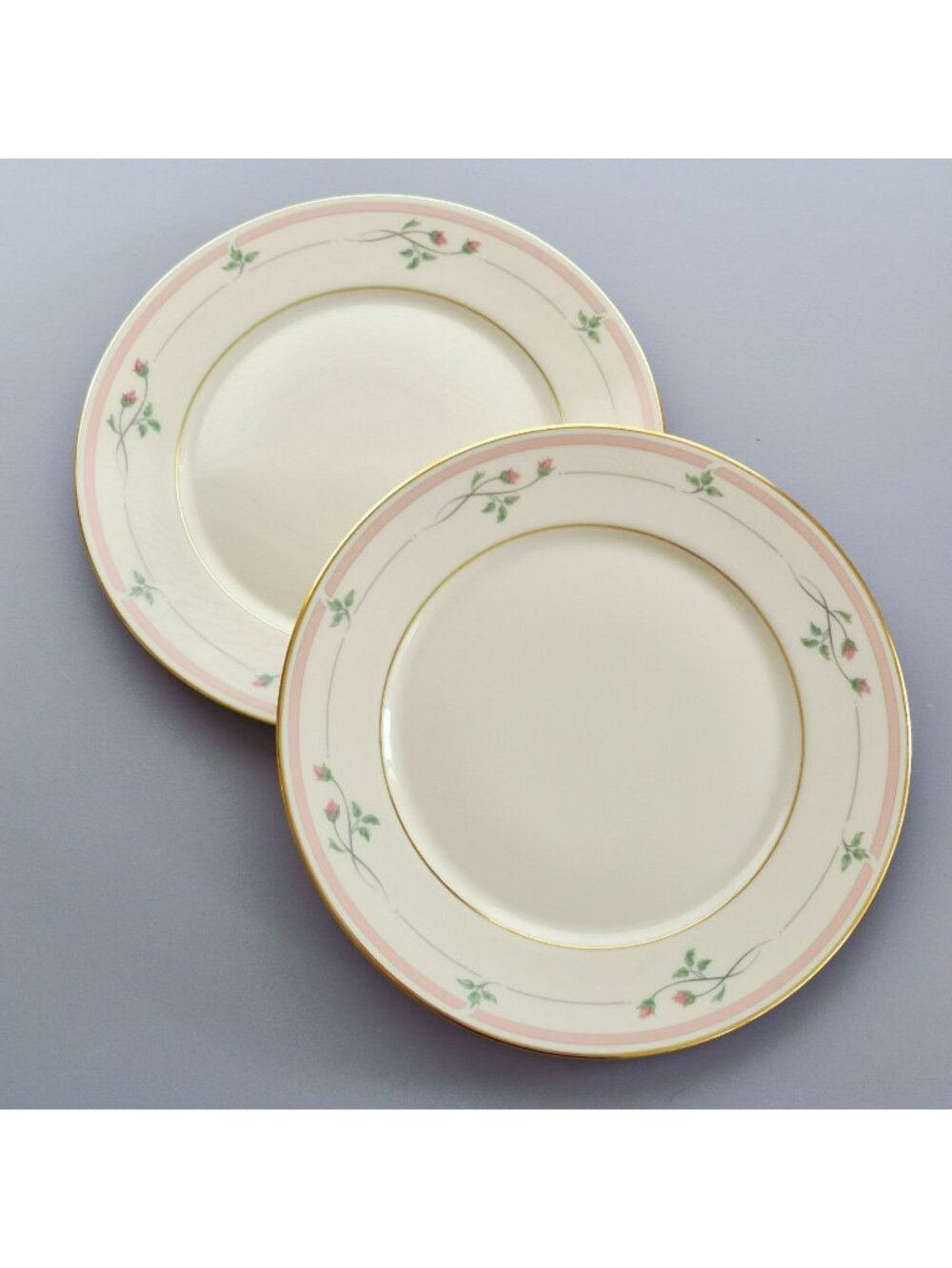 Vintage Lenox "Rose Manor Pink" Dinner Plate Set of 2, Granny Chic, c1985-99 USA